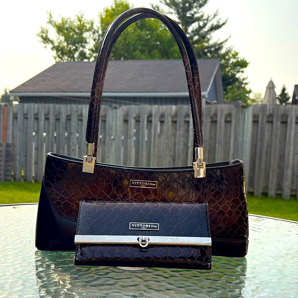 Vittorio Italy – Black crocodile set